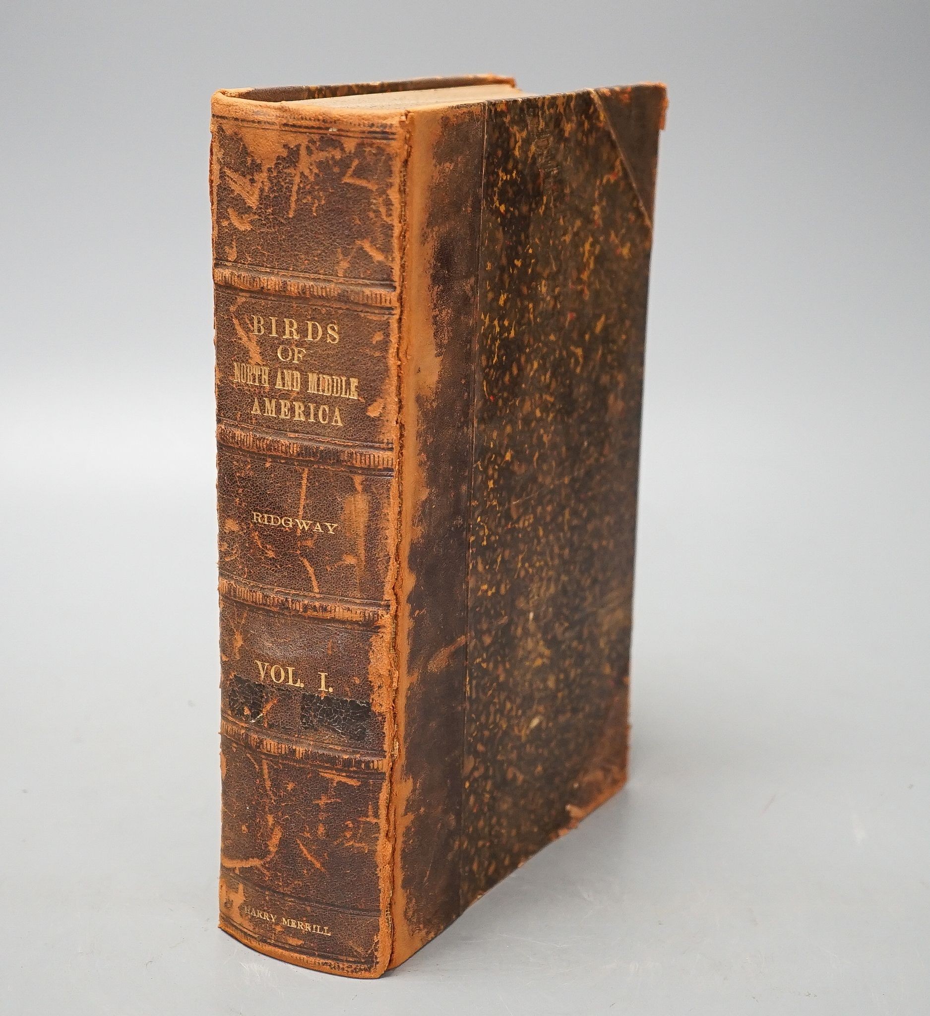 Baird, S.F. & Others - A History of North America Birds: Land Birds, 3 vols., coloured plates and other illus.; old half leather and marbled boards, gilt tops and marbled e/ps., 4to.